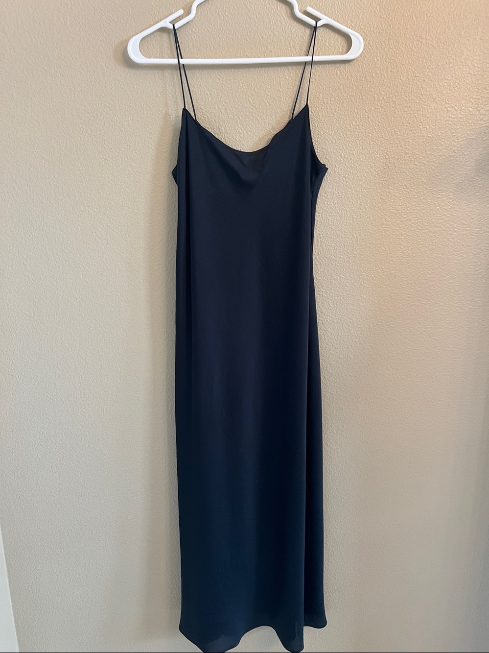 New Chic Vince Bias Cut Luxe Silk Maxi Dress in Deep Blue
